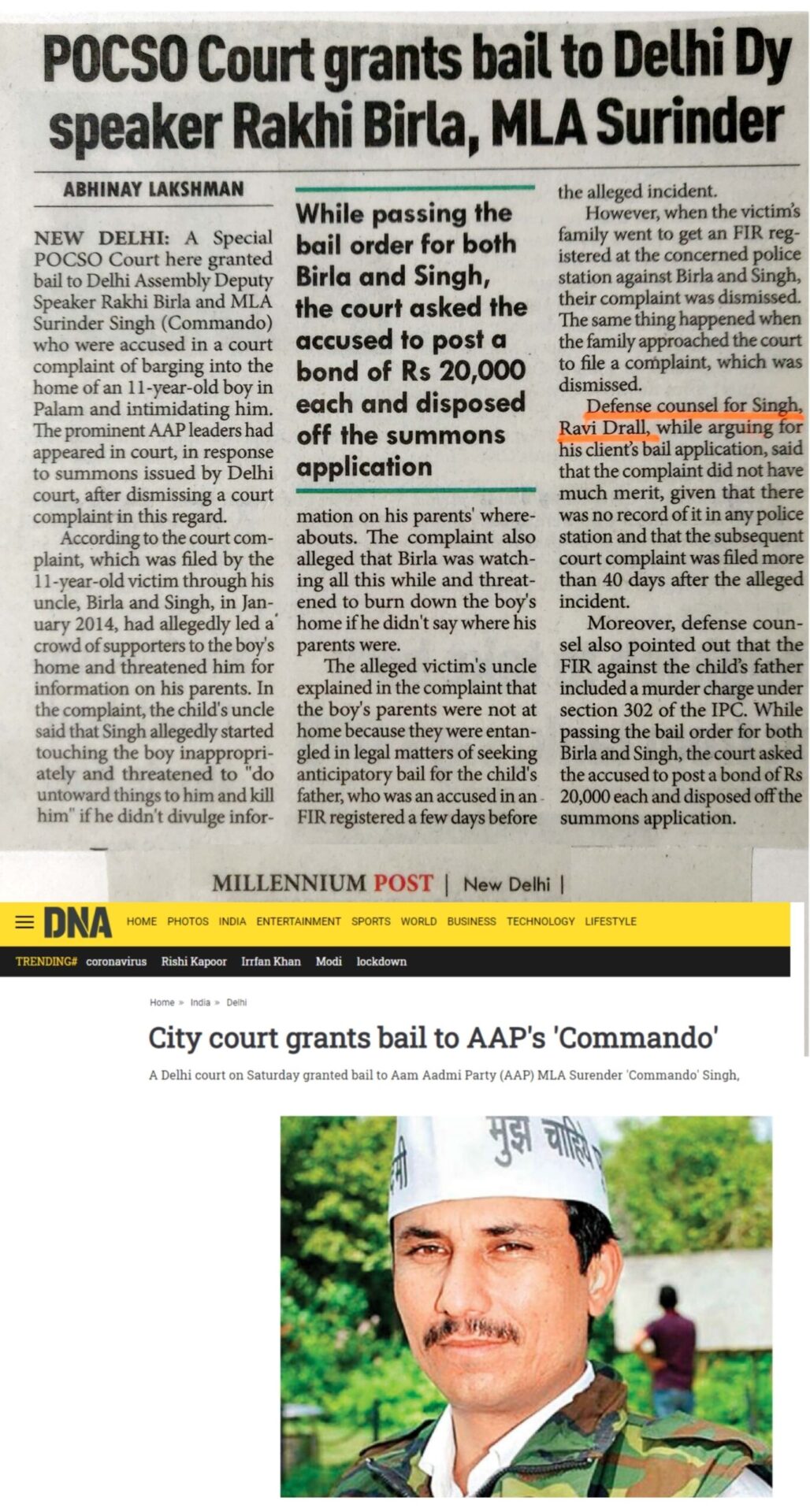 MLA Rakhi Birla and MLA Surender Commando granted bail in POCSO case: Ravi Drall Advocate Criminal Lawyer in Delhi