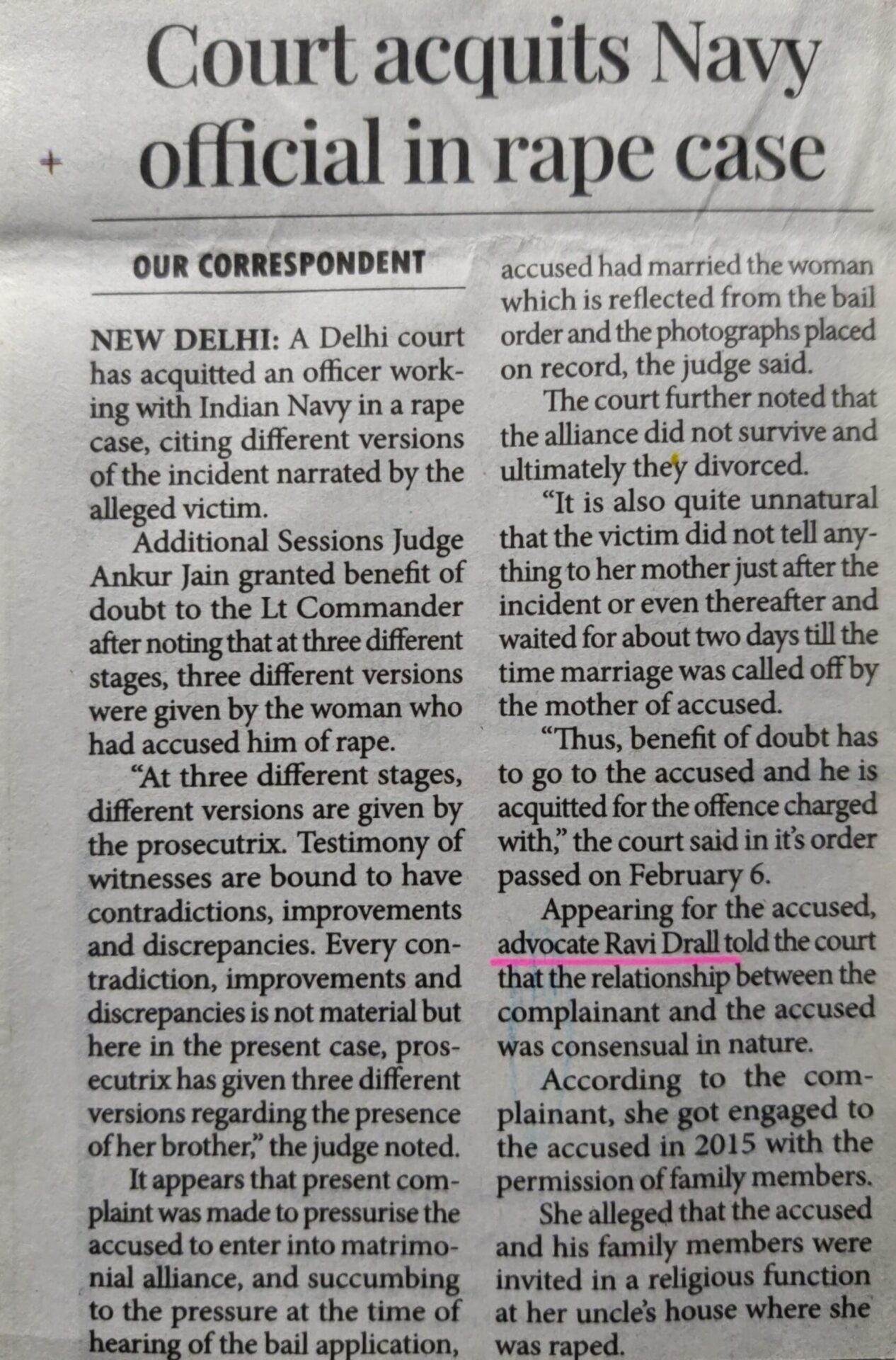 How 7 Years Later Indian Navy Officer Got Acquittal in Rape case? Advocate Ravi Drall